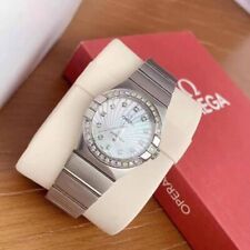 Relógio feminino Omega Constellation quartzo com moldura de diamante de aço inoxidável 35 mm comprar usado  Enviando para Brazil