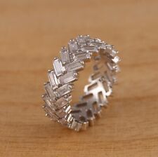Solid 925 Sterling Silver CZ Eternity Band Ring  7mm Wide Various I-Q Sizes Box, used for sale  Shipping to South Africa