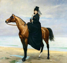 Oil painting portrait hosewoman - Nice young lady on high horse Hand painted art, used for sale  Shipping to Canada