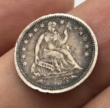 Rare US AMERICA USA 1853 with arrows silver half dime Coin Seated Liberty #K32 for sale  CHESTER
