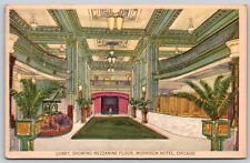 Cartão postal lobby, piso mezanino, Morrison Hotel, Chicago IL P10 comprar usado  Enviando para Brazil