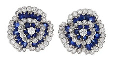 Brincos de safira azul com padrão floral 8,80 CT com zircônia cúbica branca    comprar usado  Enviando para Brazil