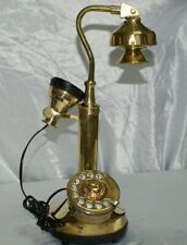 Telefono antico in ottone lucido disco e campanella modello a candela vintage usato  Spadola