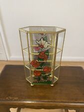 Vintage Hexagonal Glass & Metal Small Curio Cabinet Showcase Display With Mirror, used for sale  Shipping to South Africa