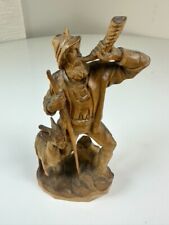 Vintage Small Dobin Brienz Switzerland Shepherd Bugle Staff Deer Wood Statue for sale  Shipping to South Africa