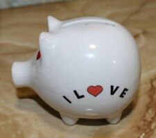 Ceramic- Mini White Pig With Red Hearts Piggy Bank Pre owned d'occasion  Expédié en France