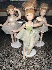 Vtg Victorian Christmas Ornament Ballerina  Porcelain Figure Dolls Set Of 3 for sale  Shipping to South Africa