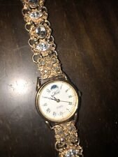 Kirks Folly relógio feminino fase da lua tom dourado vintage cristal raro , usado comprar usado  Enviando para Brazil