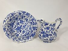 Arden Burleigh Vintage Blue White Bowl & Jug Collectable Floral Decorative  for sale  STOWMARKET