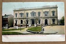 PEABODY INSTITUTE Y GEORGE PEABODY ESTATUA, BALTIMORE Maryland postal vintage segunda mano  Embacar hacia Argentina