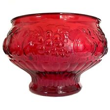 "Consola Tazón de Cristal Punche Rojo Rubí ""Diseño de Fruta"" Vidrio Jeannette Vintage Años 1940 segunda mano  Embacar hacia Argentina