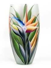 Ręcznie malowany szklany wazon na kwiaty | Strelitzia Wazon owalny ze szkła 30cm na sprzedaż  PL