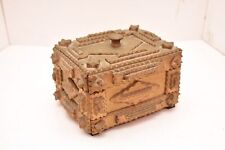 Antigua caja de arte vagabundo de madera arte popular primitivo caja con tapas de madera 8" vintage segunda mano  Embacar hacia Argentina