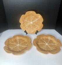 3 Vintage Bordallo Pinheiro 10.5” Gold Cabbage Leaf Dinner Plates for sale  Shipping to Canada
