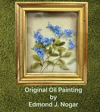 1950’s Forget-Me-Nots Original Signed 3-D Oil Painting On Glass By Edmond Nogar for sale  Shipping to South Africa