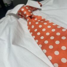 Beautiful Faconnable Men's Orange Silk Polka Dot Tie for sale  Shipping to South Africa