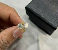 Usado, Brincos femininos de diamante natural corte redondo 0,50 ct 3 pinos em ouro branco 14K comprar usado  Enviando para Brazil