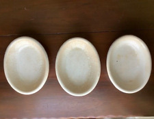 Vintage/antigo 3 Pequenos pratos ovais de pedra de ferro/sabonete com pátina natural, usado comprar usado  Enviando para Brazil