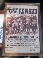 Póster de Recompensa Pancho Villa Buscados Hombres Revolución Mexicana Descripción Completa , usado segunda mano  Embacar hacia Mexico