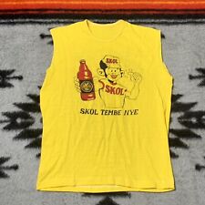 Tamanho G- Vintage Anos 70 Skol Beer 'Skol Tembe Nye' camisa promocional regata amarela RARA!! comprar usado  Enviando para Brazil