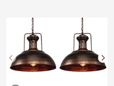 ¡Nuevo! Dos (2) luces colgantes de granja de 16", lámparas rústicas estilo cúpula de granero colgante, usado segunda mano  Embacar hacia Argentina