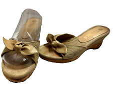 Sandálias de salto cunha com dois lábios biqueira aberta bege laço tamanho 7 M comprar usado  Enviando para Brazil