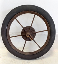 Roda de carrinho de mão antiga 14" pneu de borracha dura à prova de furos, cubo de ferro, raios, usado comprar usado  Enviando para Brazil