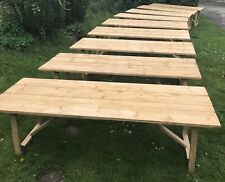 6ft X 27” 3 Plank 38mm Glamping Wedding Event Garden Trestle Tables Folding Legs, used for sale  Shipping to South Africa