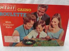 VINTAGE  MERIT GAMES: CASINO ROULETTE in ORIGINAL BOX with Croupier Rake, used for sale  Shipping to South Africa