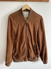 mens tan leather bomber jacket for sale  LONDON
