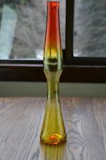 Blenko Glass #6024L Tangerine 15 3/8" Rocket Vase Sandblasted Mark Wayne Husted for sale  Shipping to South Africa