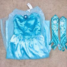 Vestido Disney Frozen Elsa Meninas Tamanho M 7-8 Azul Luvas Vestido Transparente Fantasia de Halloween comprar usado  Enviando para Brazil