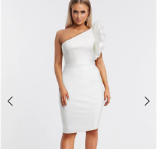 ASOS Vesper Blanco Volante Un Hombro Cuerpo Con Vestido Soltera Talla 4 segunda mano  Embacar hacia Argentina