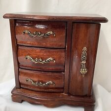 Used, Small Wooden Dark Wood Jewellery Cabinet With Drawers 20cm for sale  ASHTON-UNDER-LYNE