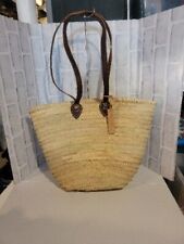 Bolsa tote French Baskets natural palha cor clara alças de couro nova sem etiquetas comprar usado  Enviando para Brazil