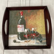 Bandeja de servir madeira com azulejos cerâmicos para vinho e alças de transporte 14,5”x13,5” comprar usado  Enviando para Brazil