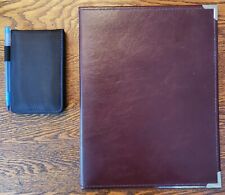 Portfólio de couro marrom notebook/cantos de latão, pasta pequena/calculadora/pad comprar usado  Enviando para Brazil