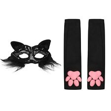 Usado, Máscara de gato feminina para meninas vestir mangas de pata carnaval gatinho cosplay cofre macio comprar usado  Enviando para Brazil