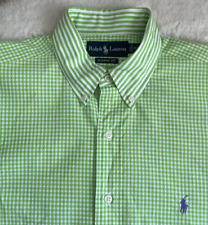 Camisa polo masculina Ralph Lauren L 16 1/2 verde xadrez Gingham LS botão para baixo comprar usado  Enviando para Brazil