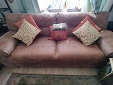 Seater brown leather for sale  EASTBOURNE