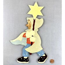 Vintage star singer figure light art 29 cm star carrier snow children wooden picture for sale  Shipping to South Africa