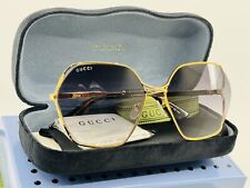 Gafas de sol Gucci Geometric GG0818SA 005 dorado metal con lente gris degradado 63 mm segunda mano  Embacar hacia Argentina