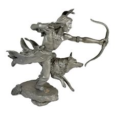JIM PONTER Large Sculpture PEWTER Sioux Indian Wolf Dog Survival on The Plain  for sale  Chiefland