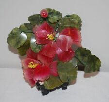 Asian Bonsai Jade Glass Stone Tree Flowers Faux Chinese Plant for sale  Shipping to Canada