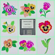 Garden Pansies Embroidery Designs Disk for Husqvarna Viking  Designer 1 for sale  Shipping to South Africa
