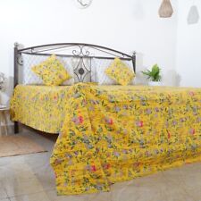Manta de cama india hecha a mano con estampado paraíso de algodón Kantha segunda mano  Embacar hacia Mexico
