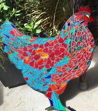 Escultura rústica de parede em mosaico de vitral de galinha pássaro fazenda campo comprar usado  Enviando para Brazil