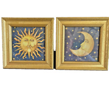 CELESTIAL SUN MOON GOLD FRAMED ART for sale  Shipping to South Africa