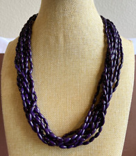 Equip Multi Strand Dark Purple Acrylic Bead Necklace for sale  Shipping to South Africa