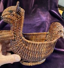 Vintage Woven Wicker Basket Squirrel Holding Acorn Trinket Dish/ Planter Basket for sale  Shipping to South Africa